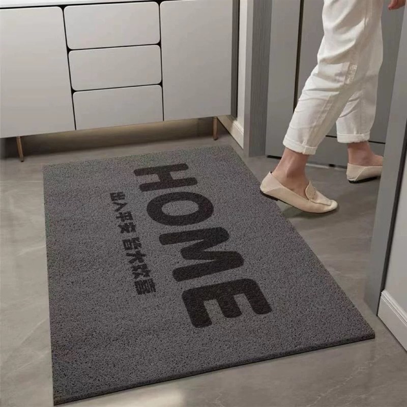 欢迎回家耐脏灰色丝圈入户门地垫可裁剪玄关脚垫刮泥蹭土防滑耐脏