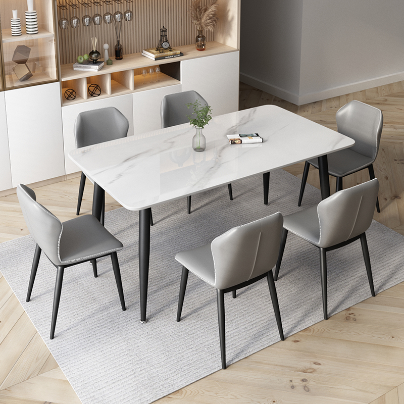 亮面岩板餐桌椅家用现代吃饭餐厅桌子小户型大理石餐桌