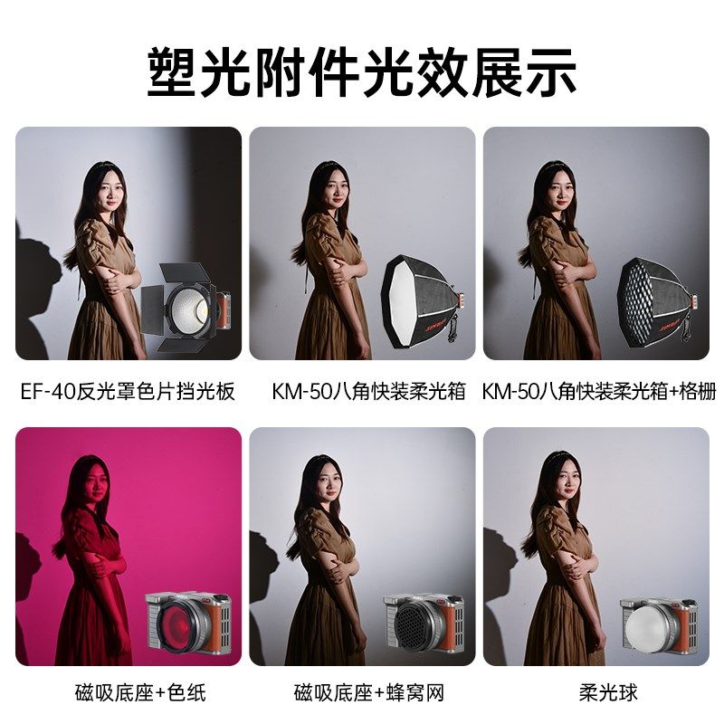 金贝EF40BI塑光附件蜂窝网色片反光罩四页挡板变焦聚光筒八角格栅