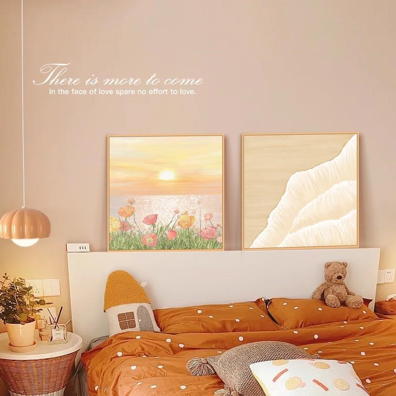 装饰画in卧室风日出奶油壁画背景墙张小画床头客厅海景沙发挂画