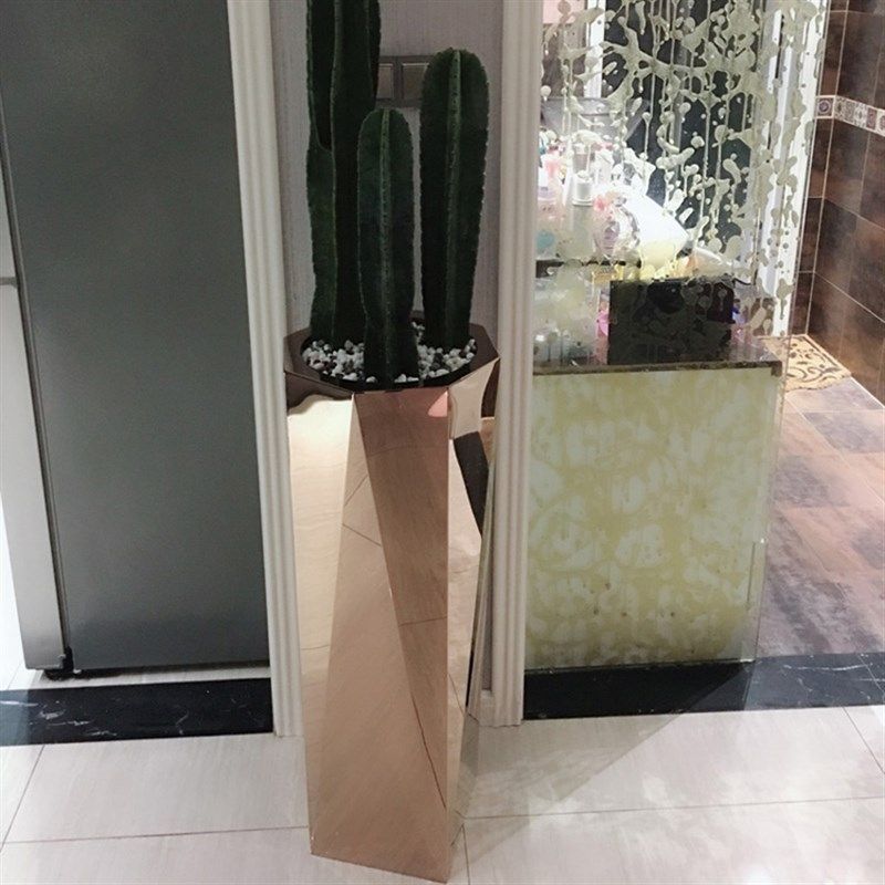 瓶 电镀时尚盆落地金属钵 艺术八角器剧组道具瓶,家居饰品,花瓶,淘宝优惠券,粉丝福利购,淘宝优惠卷