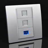 银色口千兆光纤型光钎两位六类口模块电脑插座