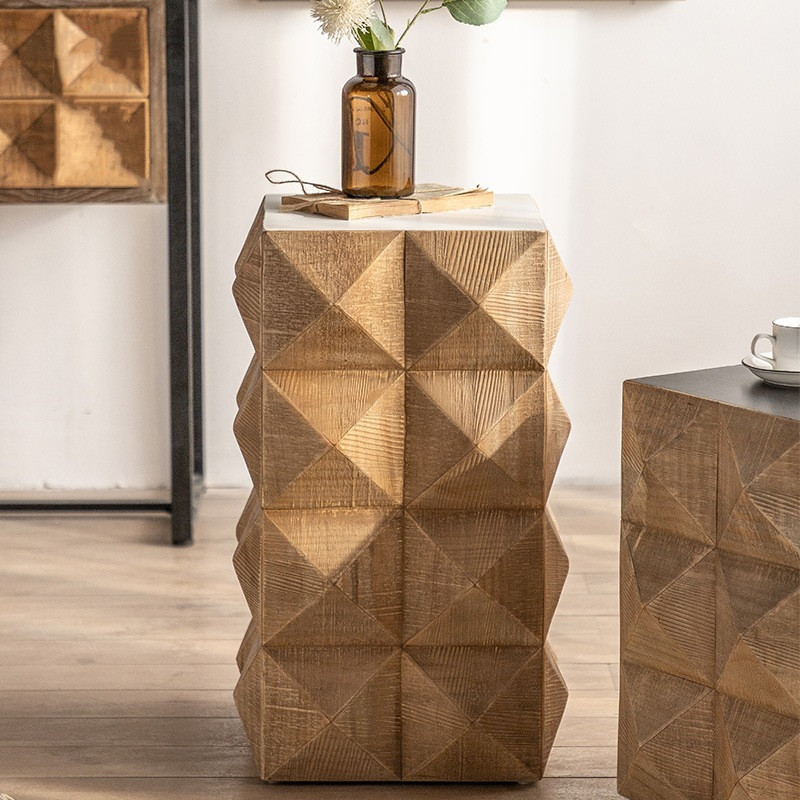 复古实木小茶几民宿做旧客厅餐厅沙发边角几个性卧室床头方桌