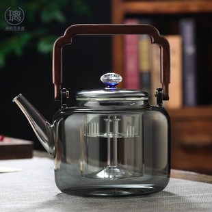 玻璃蒸煮茶壶煮茶器家用可加热耐高温泡茶壶电陶炉V提梁玻璃烧水