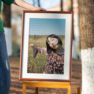 实木拼图框片大相框挂墙拼图框架装裱画框定制裱框