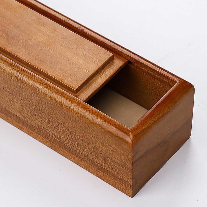 香樟木抽拉式实木笔盒长方形卷轴木制盒子加长香樟木盒