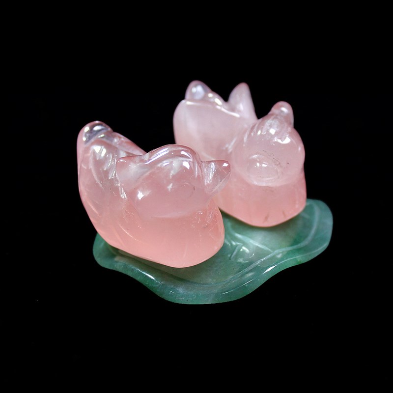 天然粉水晶鸳鸯摆件一对卧室夫妻装饰品床头柜恩爱粉晶和合高级小