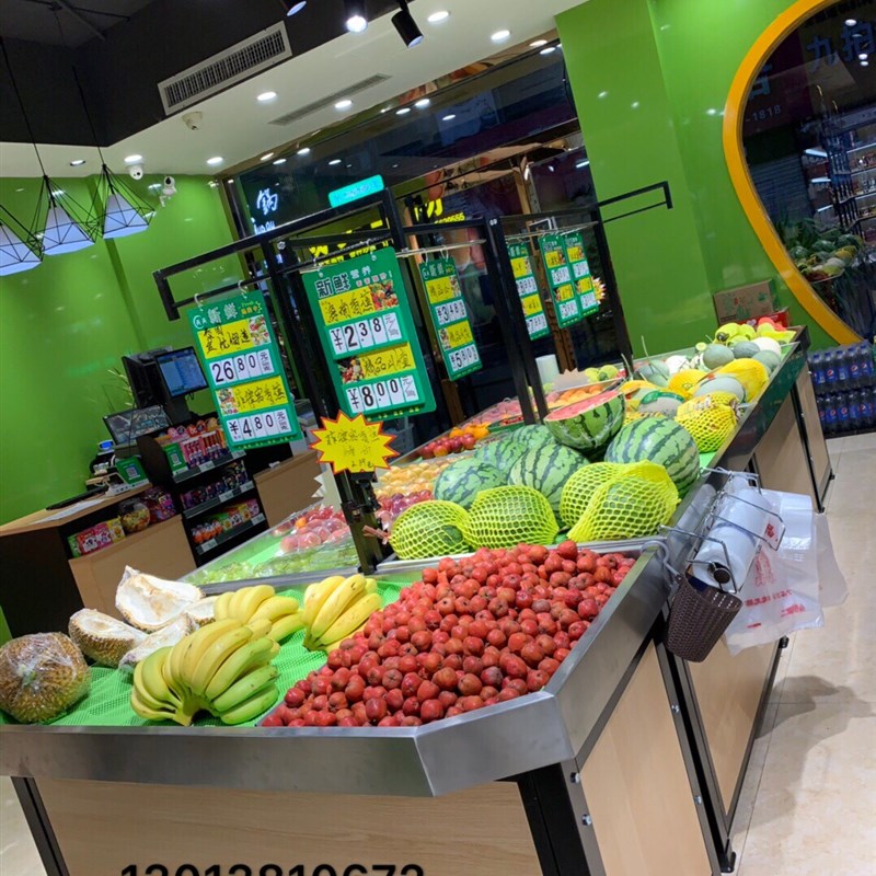 超市蔬菜架水果架水果店便利店永辉款水果货架钢木展示架