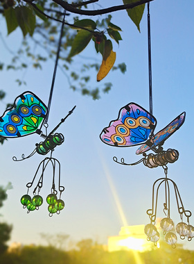 小院子装饰庭院树上园挂件挂墙墙壁墙上创意铁艺蝴蝶吊饰壁挂