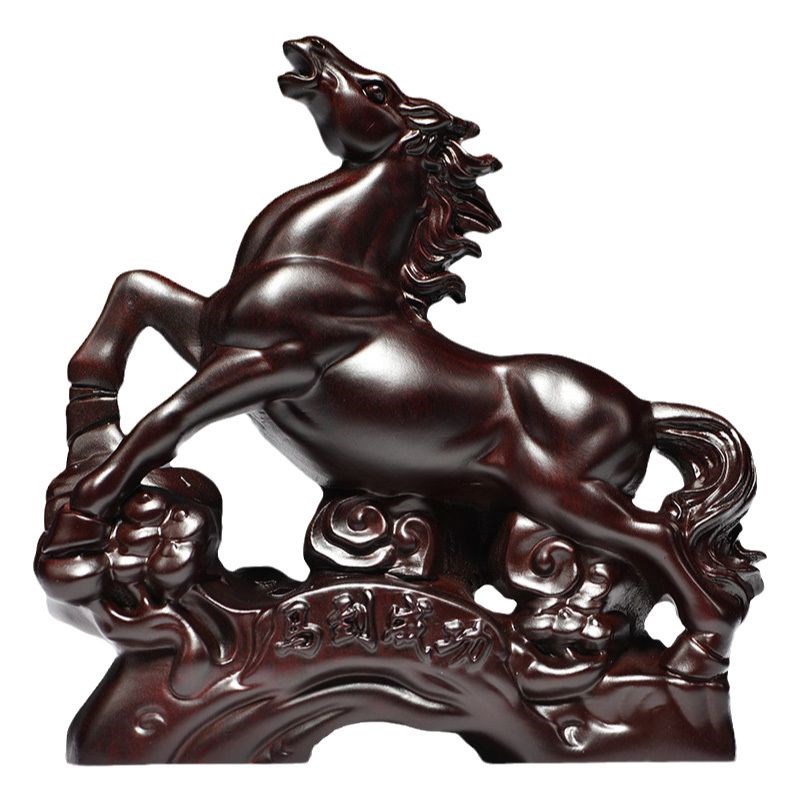 黑檀木马红木马工艺品实木雕刻木质马到成功客厅饰品家居