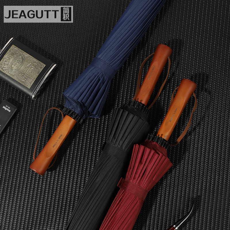 男士24骨长柄雨伞大号双人加固1超大抗风黑色直柄防风商务男s定制