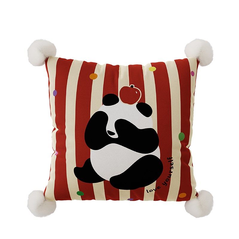 红色熊猫爱卧室抱枕客厅沙发抱枕长条形腰靠枕床头靠垫含,居家布艺,靠垫/抱枕,淘宝优惠券,粉丝福利购,淘宝优惠卷