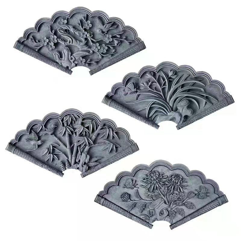 仿古扇形梅兰竹菊砖雕古建筑影壁照壁围墙背景墙装饰挂件浮雕,基础建材,砖雕,淘宝优惠券,粉丝福利购,淘宝优惠卷