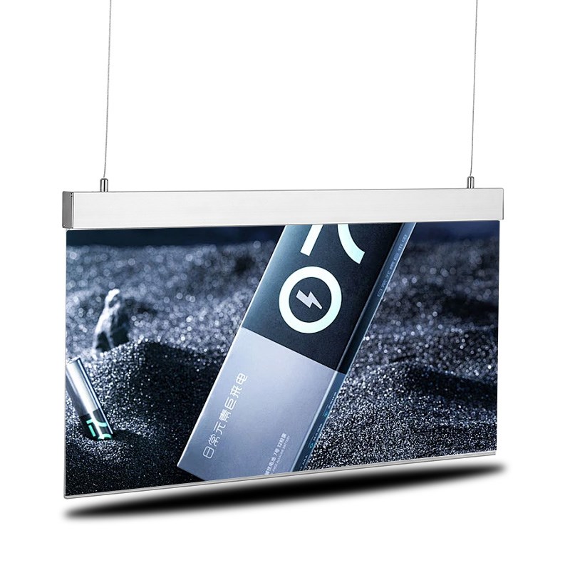 面钢丝悬挂吊装海报发光广告展示牌商超宣传led抽画吊牌灯箱牌