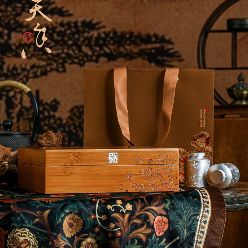 国色竹制锡罐小罐茶叶包装盒空盒岩茶泡红茶绿茶银针通用