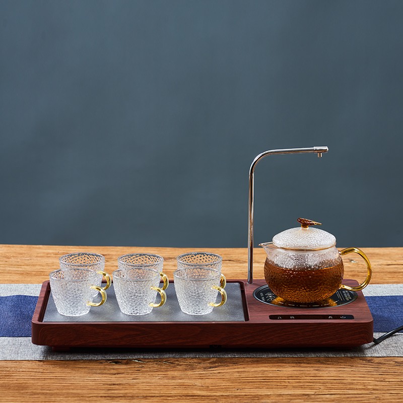 电陶炉煮茶器抽水茶盘一体全自动茶具装家用玻璃茶壶烧水小茶台
