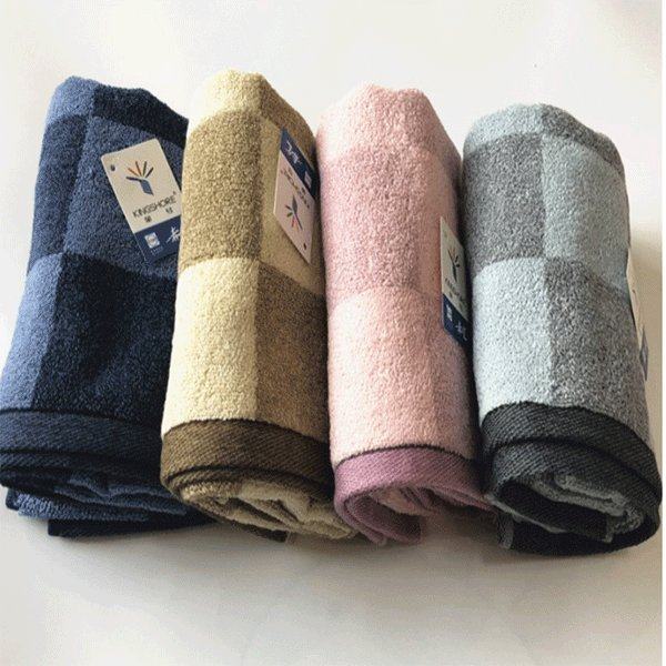 金号纯棉毛巾素色方格加厚情侣面巾柔软舒适吸水GA1485