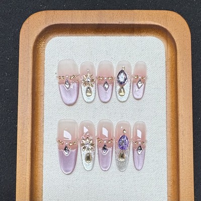 纯手工穿戴美甲猫眼轻奢气质简约