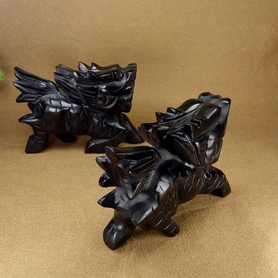 天然黑玉麒麟黑墨玉雕刻麒麟玉石玉雕家居办公工艺品摆设