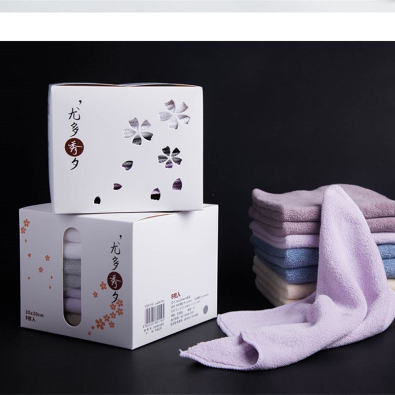 yodo xiui儿童素色菠萝格*小毛巾方巾洗脸面巾条盒装类面料