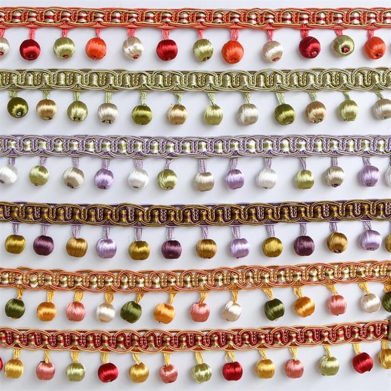 欧式窗帘花边精致手工高密度包丝小木珠窗帘侧边装饰米