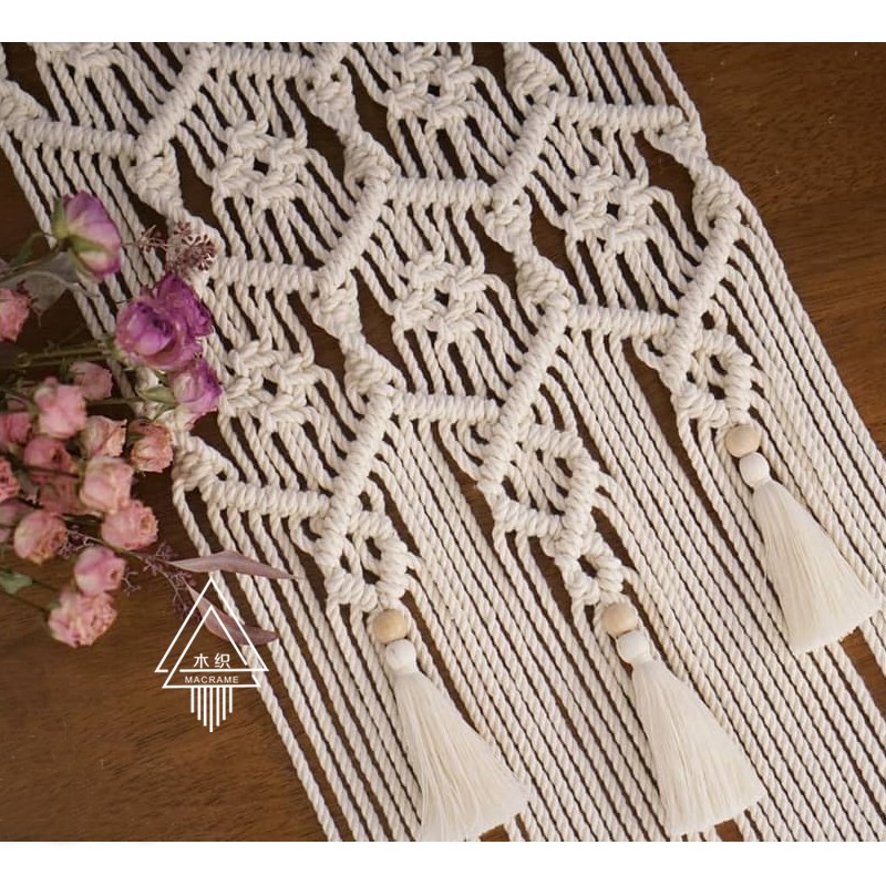 【珠穗】竖条形手工编织棉线流苏穗子墙面装饰 遮变电箱挂饰挂毯