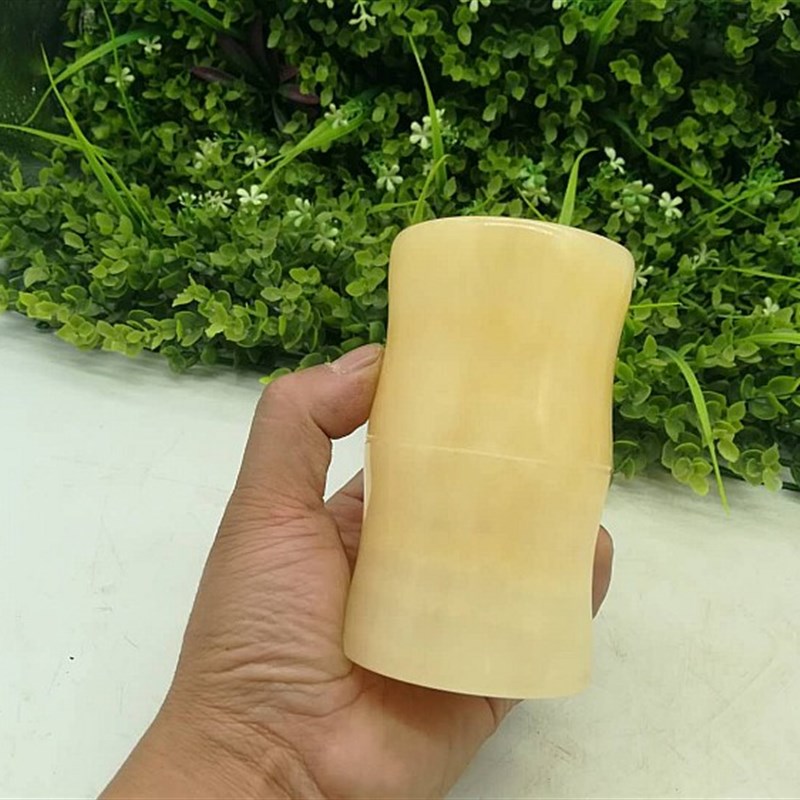 天然玉笔筒竹节米黄玉工艺摆件时尚家居办公室玉石创意商务礼品