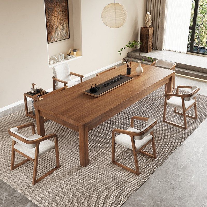 侘寂风实木大板泡茶桌带抽屉茶桌椅现代家用茶台客厅书桌,住宅家具,家用茶台/茶桌,淘宝优惠券,粉丝福利购,淘宝优惠卷