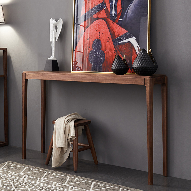 黑胡桃边a桌条案精品玄关桌实木案桌北欧长条靠墙现代简约玄关条