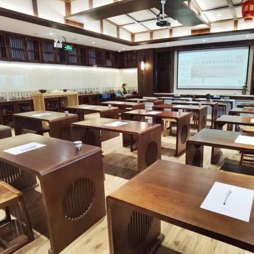 仿古国学桌子幼儿园培训班课桌椅学生实木书法桌中式围棋桌茶艺桌