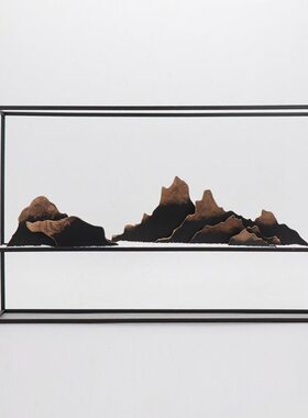 现代新中式创意家居铁艺假山微景观摆件样板房客厅电视柜软装饰品