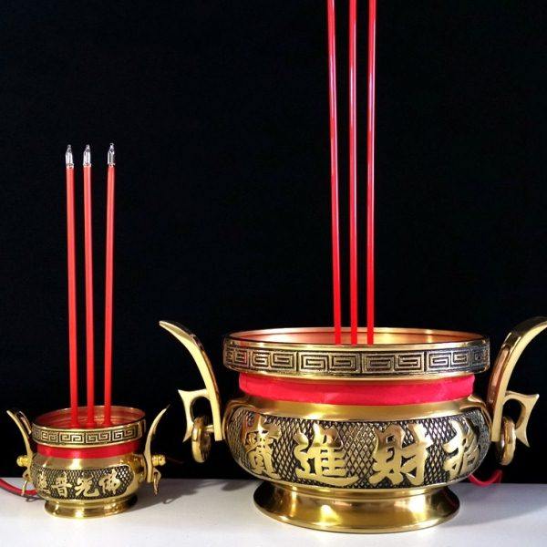 纯铜电子香烛台香炉插电蜡烛灯有求必应观音供佛供财神招财灯家用