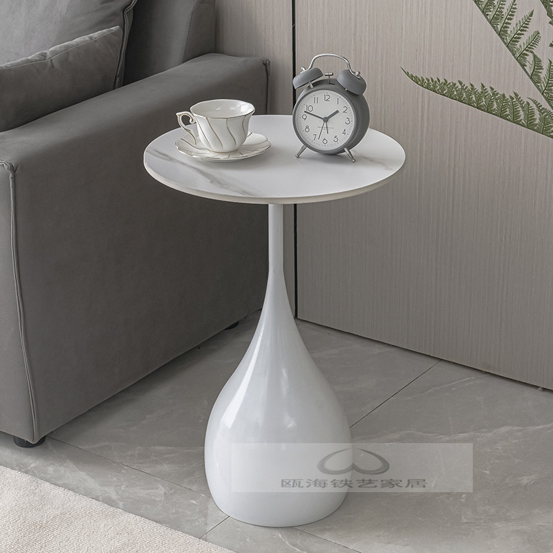 现代边几轻奢岩板客厅沙发边柜阳台小H圆桌简约角几床头柜小茶几