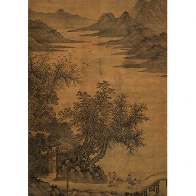 谢时臣麦舟兼赠传统山水画临摹范本中式装饰画艺术微喷绢布画心