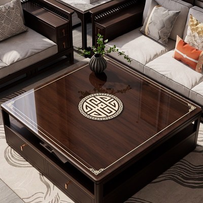 新中式实木茶几保护垫免洗防水防油D半透明软玻璃四方餐桌垫正方