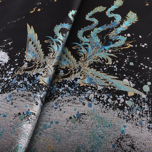 《MM044凤临海渊》马面裙中式汉服服装面料国风织金妆花提花布料
