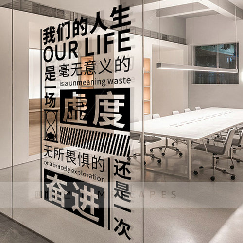 办公室文化墙励志墙贴企业背景墙标语公司玻璃门装饰团队口号贴画
