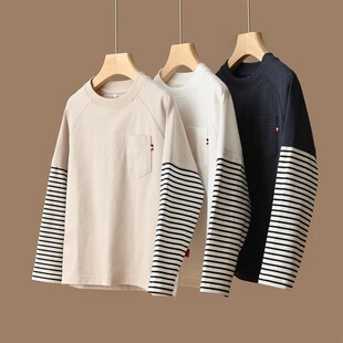 32支精梳竹节纱 170大童 A类 儿童假两件长袖男女童打底衫 春秋款