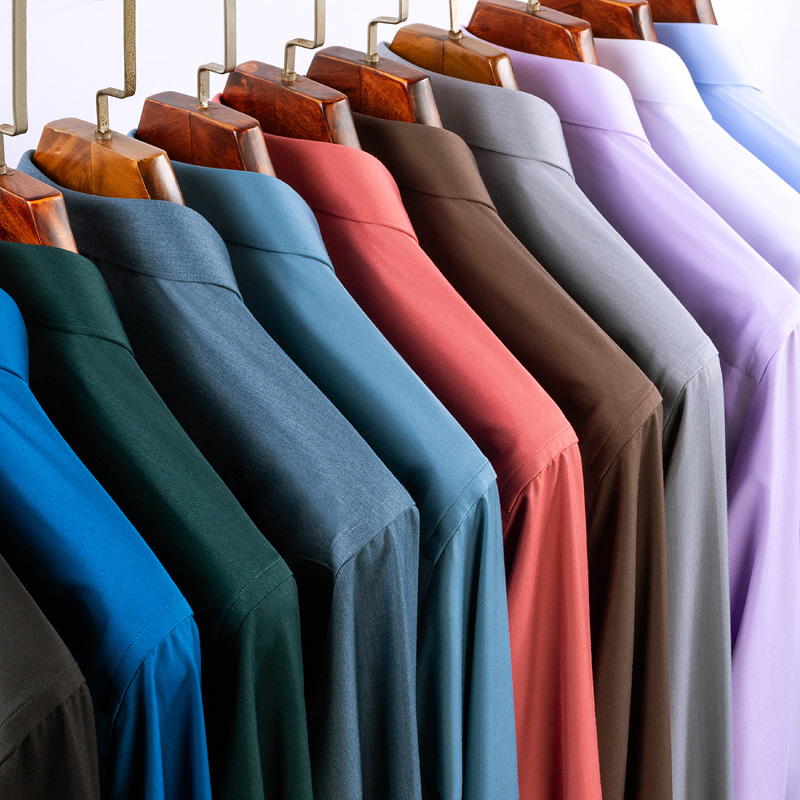 白衬衫男长袖修身商务工装弹力竹纤维免烫职业正装衬衣定制绣LOGO