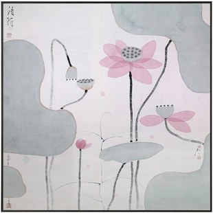 陈家泠 新中式客厅三联装饰画书房玄关壁画抽象餐厅挂画