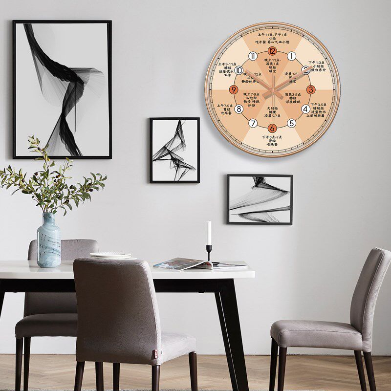 中医十二时辰子午流注挂表美容院挂钟客厅养生馆诊所轻奢钟表时钟