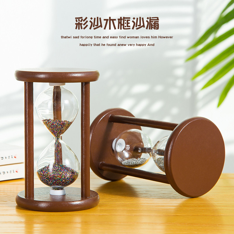 中国古典风圆形木框金银彩色沙漏计时器家居书房办公室摆件礼物品,家居饰品,装饰摆件,淘宝优惠券,粉丝福利购,淘宝优惠卷