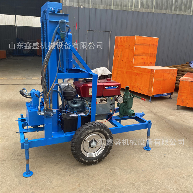 百米柴油液压打井机 带轮胎22马力水井钻机 农田用灌溉钻井机厂家