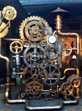 复古工业风朋克装饰墙饰挂件铁艺屏风隔断齿轮酒吧创意壁挂