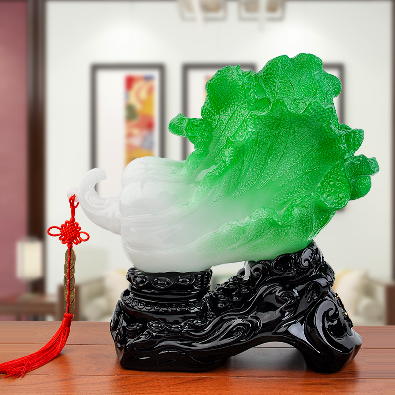 招财玉白菜百财如意客厅电视柜酒柜家居装饰摆件聚宝盆存钱罐礼品