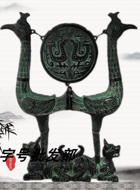 古玩古董收藏品 青铜器凤鼓 春秋时期战鼓 仿古工艺礼品