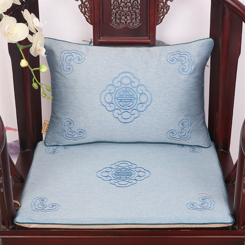 艺必旭中式刺绣官帽椅餐椅垫红木沙发茶椅坐垫太师椅圈椅垫定制