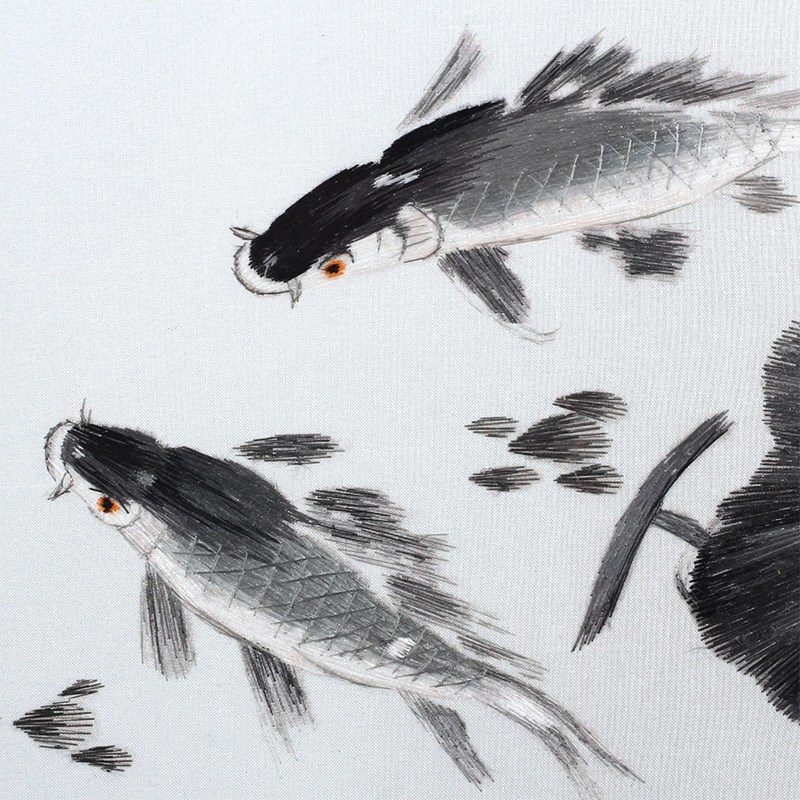 湘绣手工双面绣锦上添花和和美美锦鲤商务馈赠礼品非遗中华