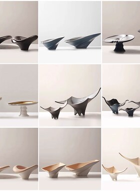 现代艺术朵造型置物盘果盘售楼处样板间酒店会所