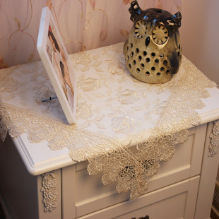 玫瑰欧式蕾丝抽纱桌布刺绣台布床头柜布茶几布电视柜布布艺桌布